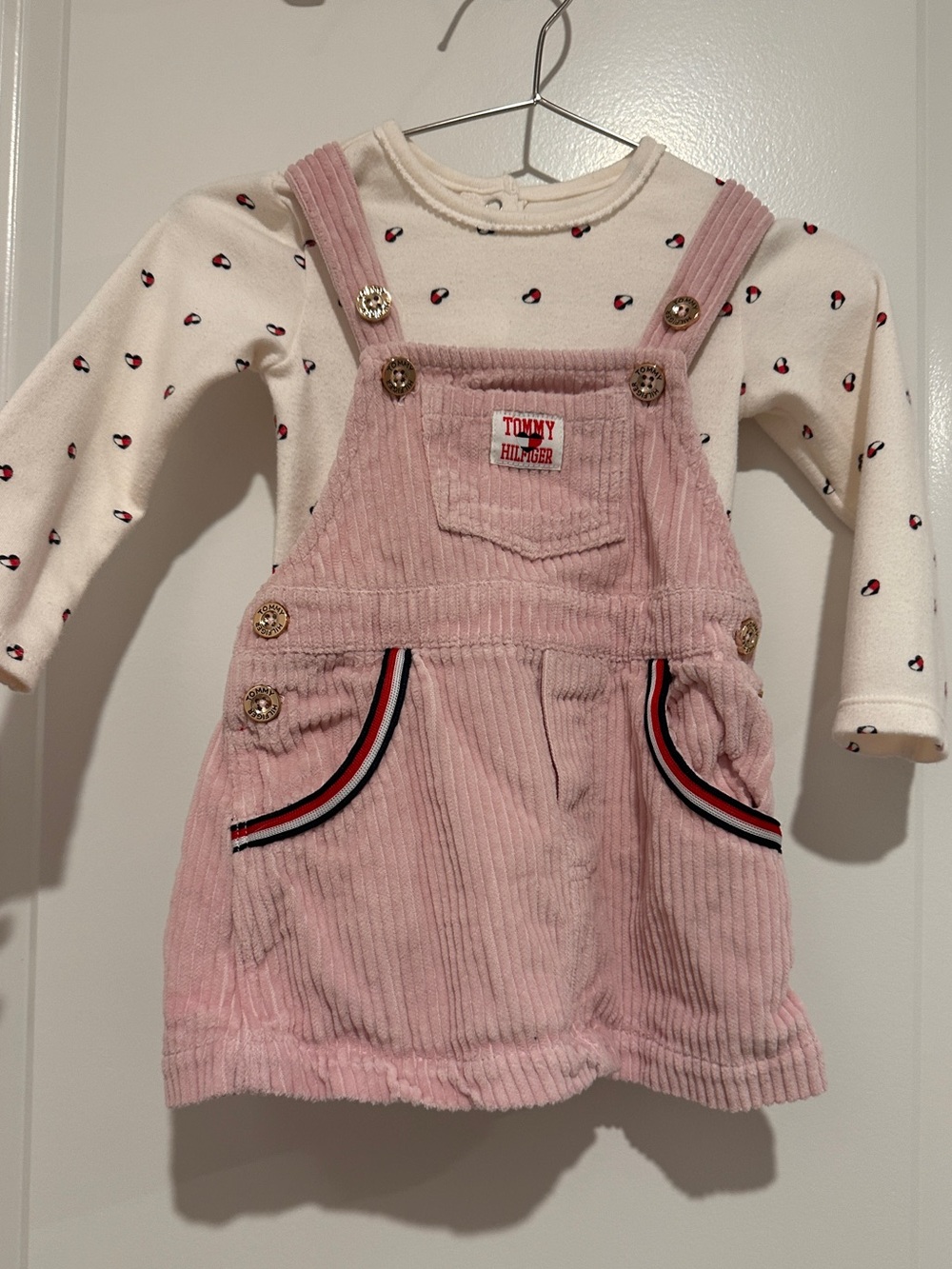 Tommy Hilfiger Baby Girls' Pink Corduroy Dress with Long-sleeve